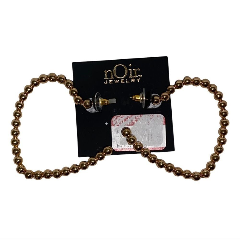 Noir Jewelry Gold Tone Heart Shaped Hoop Earrings New